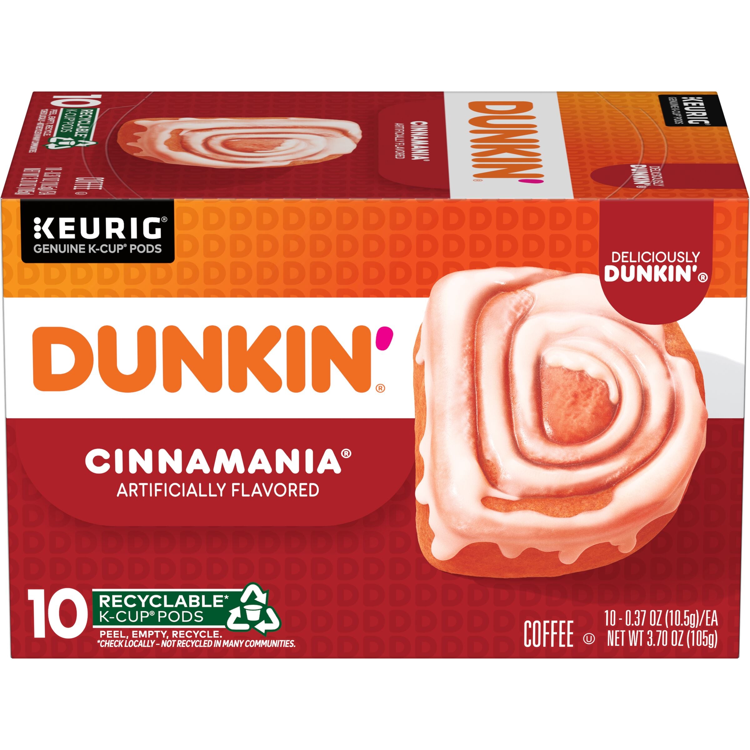 Dunkin' Cinnamania Flavored Coffee, K-Cup Pods, 10 Count