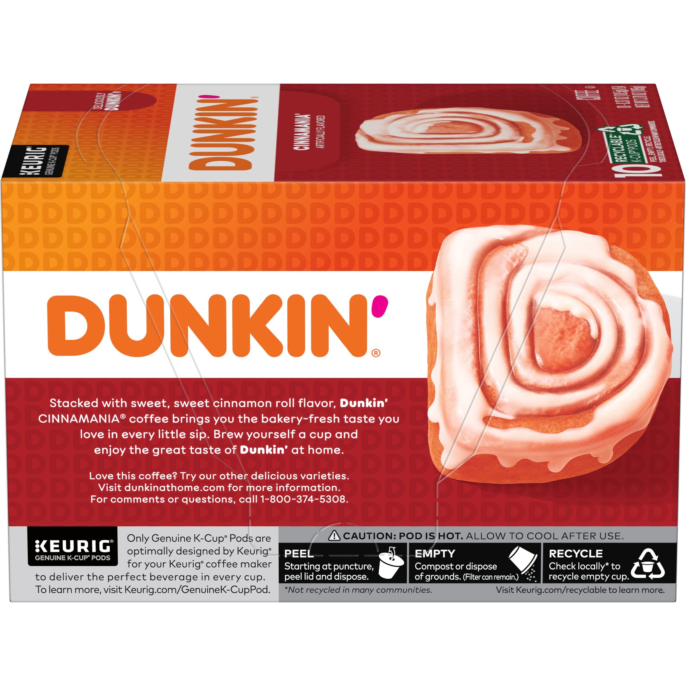 Dunkin' Cinnamania Flavored Coffee, K-Cup Pods, 10 Count
