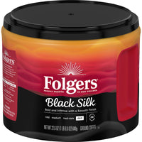 Folgers Black Silk, Dark Roast, Ground Coffee, 22 oz, Front