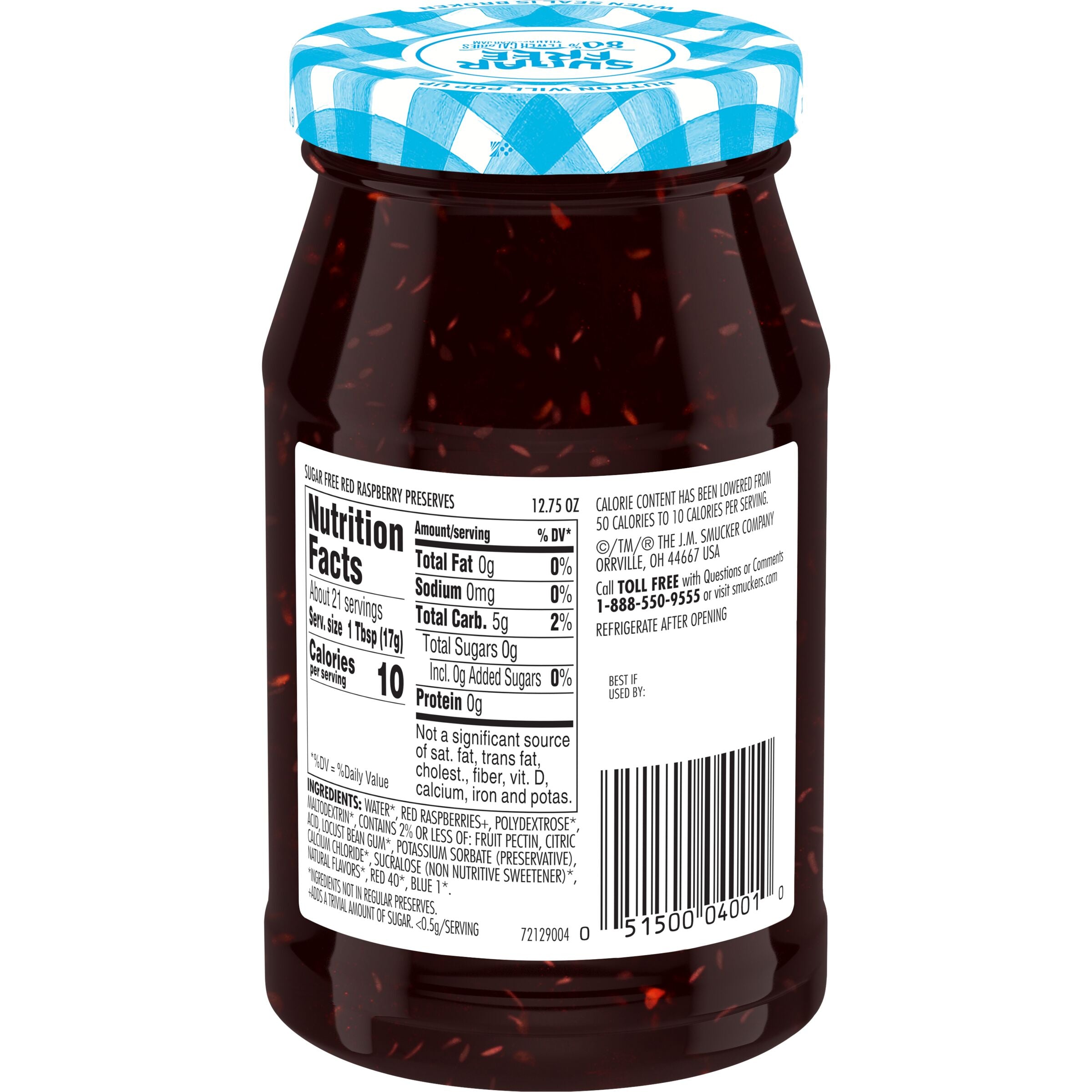 Smucker's Sugar Free Red Raspberry Preserves with Splenda Brand Sweetener, 12.75 oz