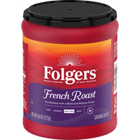 Folgers French Roast, Medium-Dark Roast, Ground Coffee, 9 oz, Front