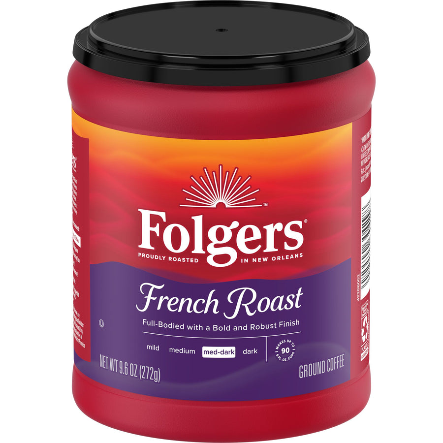 Folgers French Roast, Medium-Dark Roast, Ground Coffee, 9 oz, Front