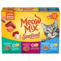 Meow Mix Savory Morsels Seafood Favorites Variety Pack Wet Cat Food, 12 Count