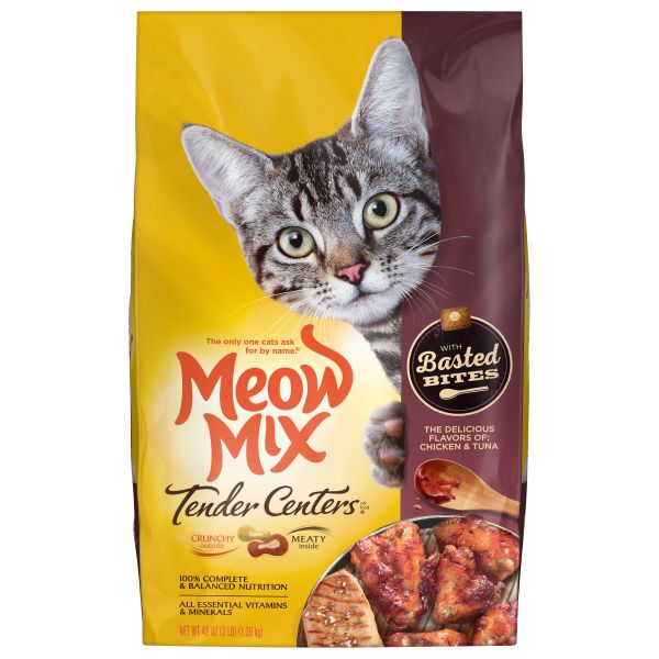Meow Mix Tender Centers with Basted Bites, Chicken and Tuna Flavored Dry Cat Food, 3 lb