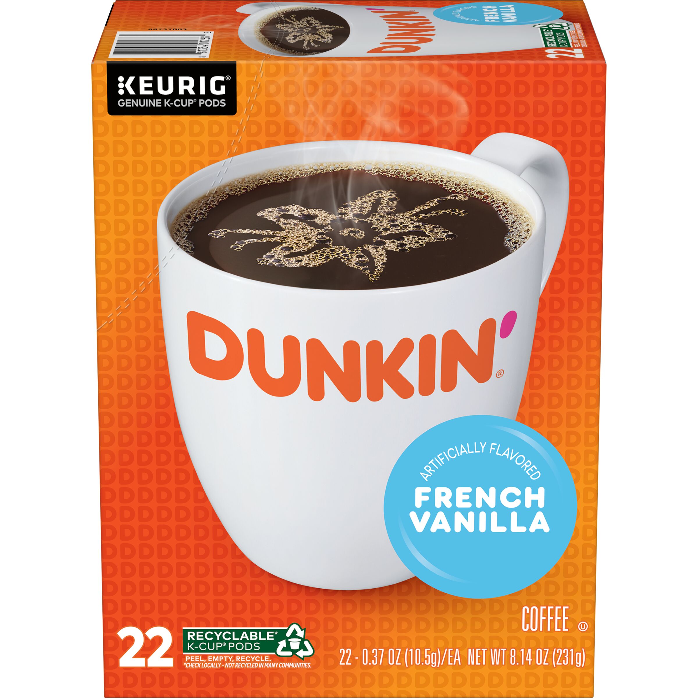 Dunkin' French Vanilla Flavored Coffee, K-Cup Pods