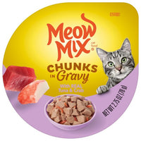 Meow Mix Wet Cat Food, Chunks in Gravy With Real Tuna & Crab, 2.75 oz, Front