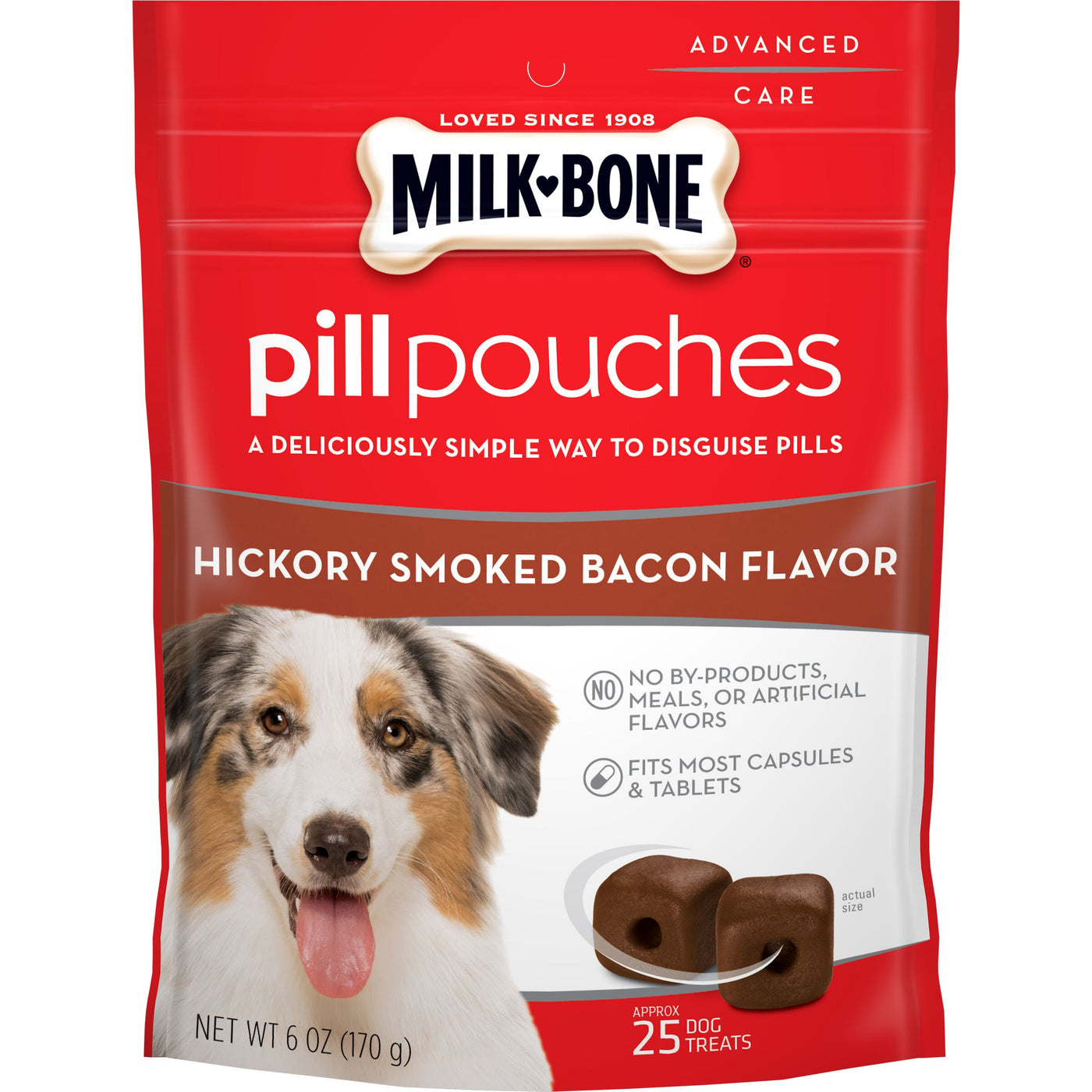 Milk-Bone Pill Pouches Hickory Smoked Bacon Flavor Dog Treats, 6 oz