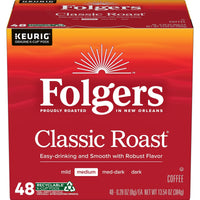 Folgers Classic Roast, Medium Roast Coffee, K-Cup Pods, 48 count, Front