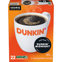 Dunkin' Midnight Dark Roast Coffee, K-Cup Pods, 22 count, Front