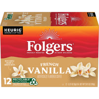 Folgers French Vanilla Flavored Coffee, Mild Roast, K-Cup Pods, 12 count, Front