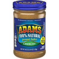 Adams Natural Crunchy Peanut Butter, 36 oz, Front