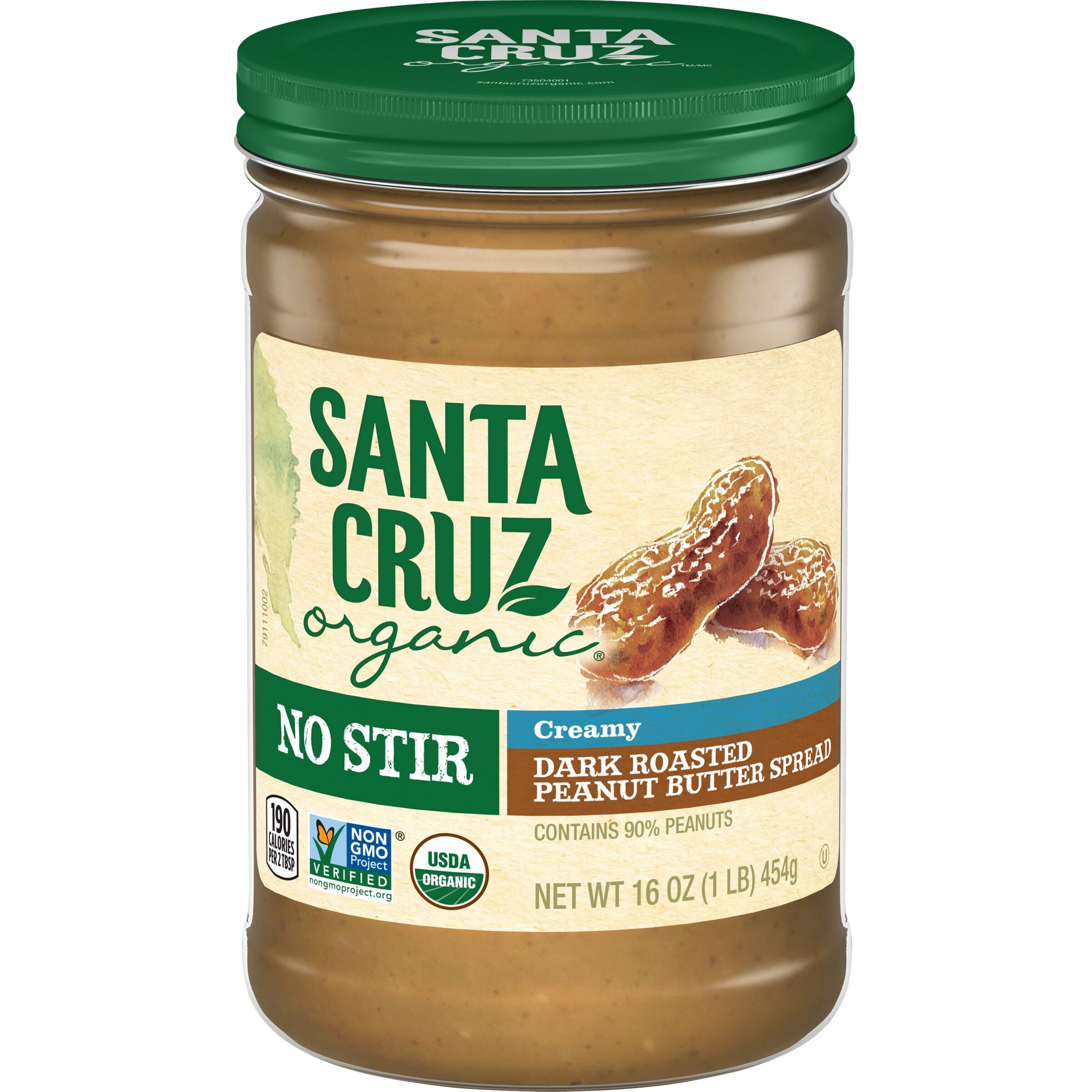 Santa Cruz Organic No Stir Creamy Dark Roasted Peanut Butter, 16 oz