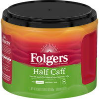 Folgers Half Caff, Medium Roast, Ground Coffee, 22 oz, Front