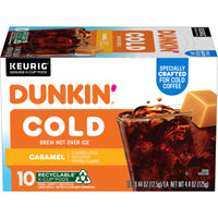 Dunkin' Cold Caramel Flavored Coffee, K-Cup Pods, 10 Count, Front