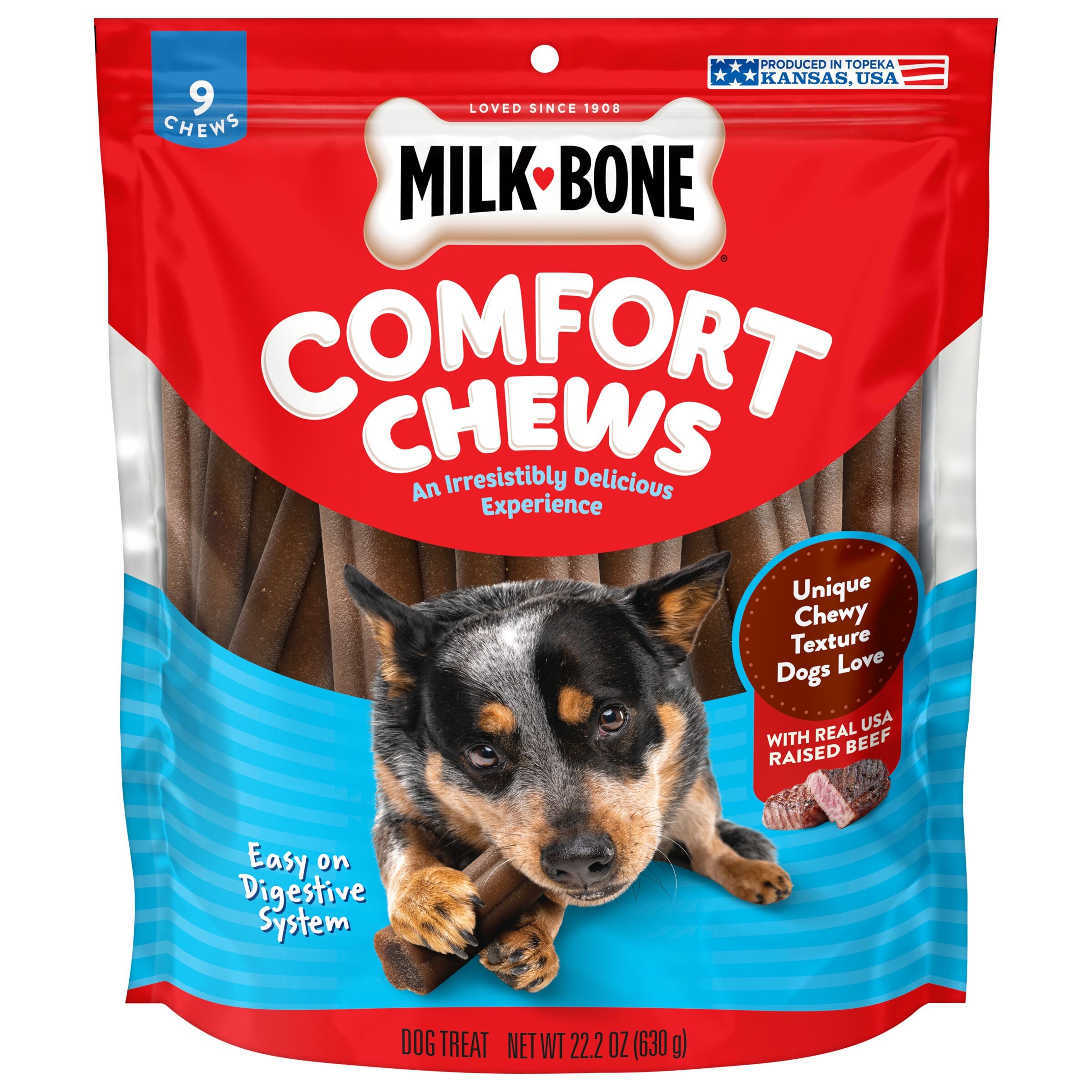 Milk-Bone Comfort Chews, Dog Chews with Unique Chewy Texture and Real Beef