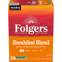 Folgers Breakfast Blend, Mild Roast Coffee, K-Cup Pods, 24 count, Front