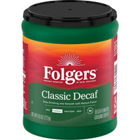 Folgers Classic Decaf, Medium Roast, Ground Coffee, 9 oz, Front