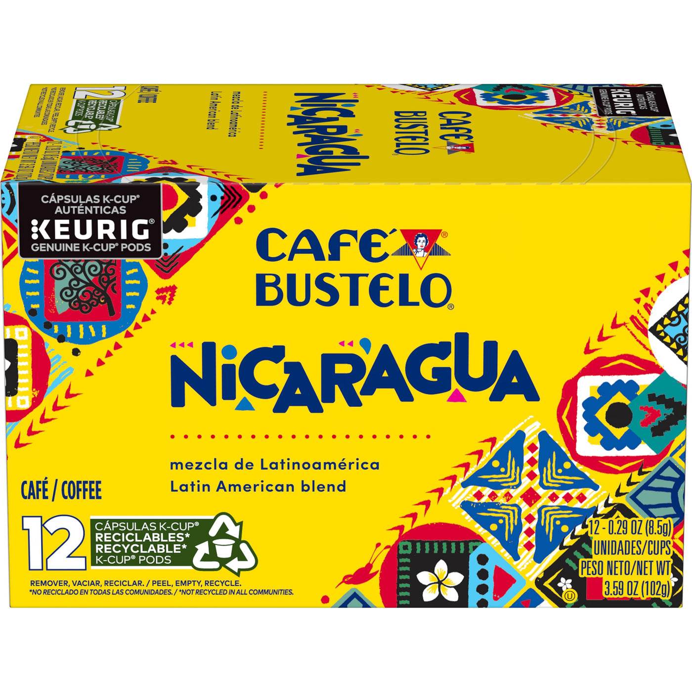 Cafe Bustelo Origins Nicaragua Blend Dark Roast Coffee, K-Cup Pods, 12 Count