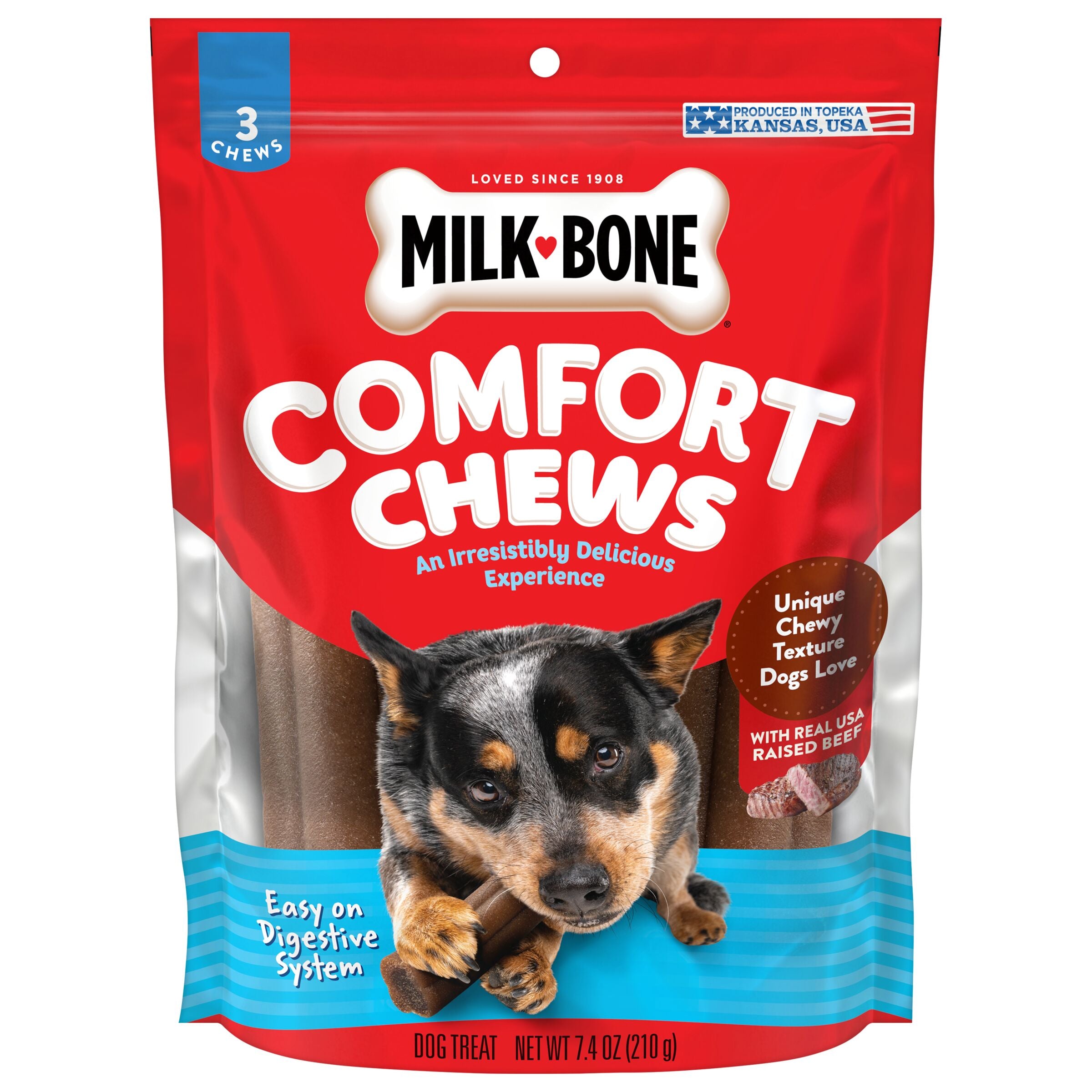 Milk-Bone Comfort Chews, Dog Chews with Unique Chewy Texture and Real Beef