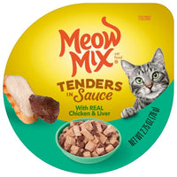 Meow Mix Tenders in Sauce Real Chicken and Liver Wet Cat Food, 2.75 oz, Front