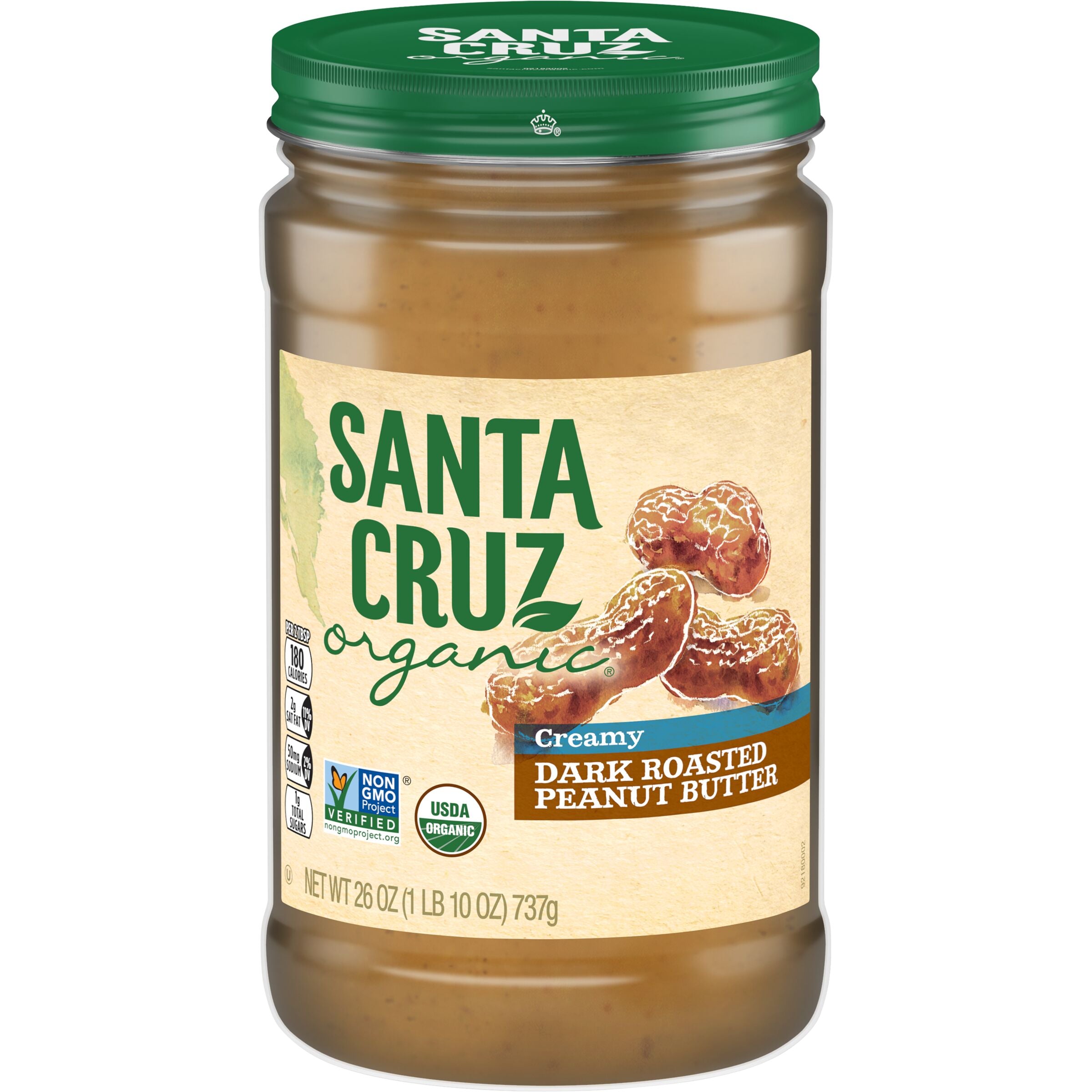 Santa Cruz Organic Creamy Dark Roasted Peanut Butter The J.M