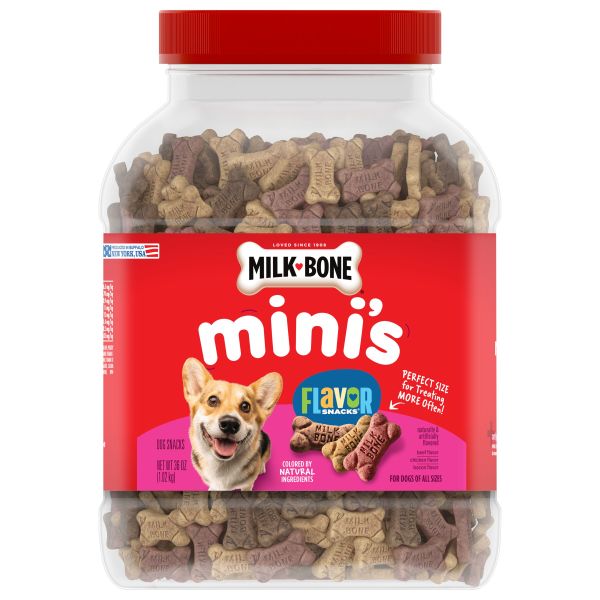 Milk-Bone Flavor Snacks Mini Dog Biscuits, Flavored Crunchy Dog Treats, 36 oz