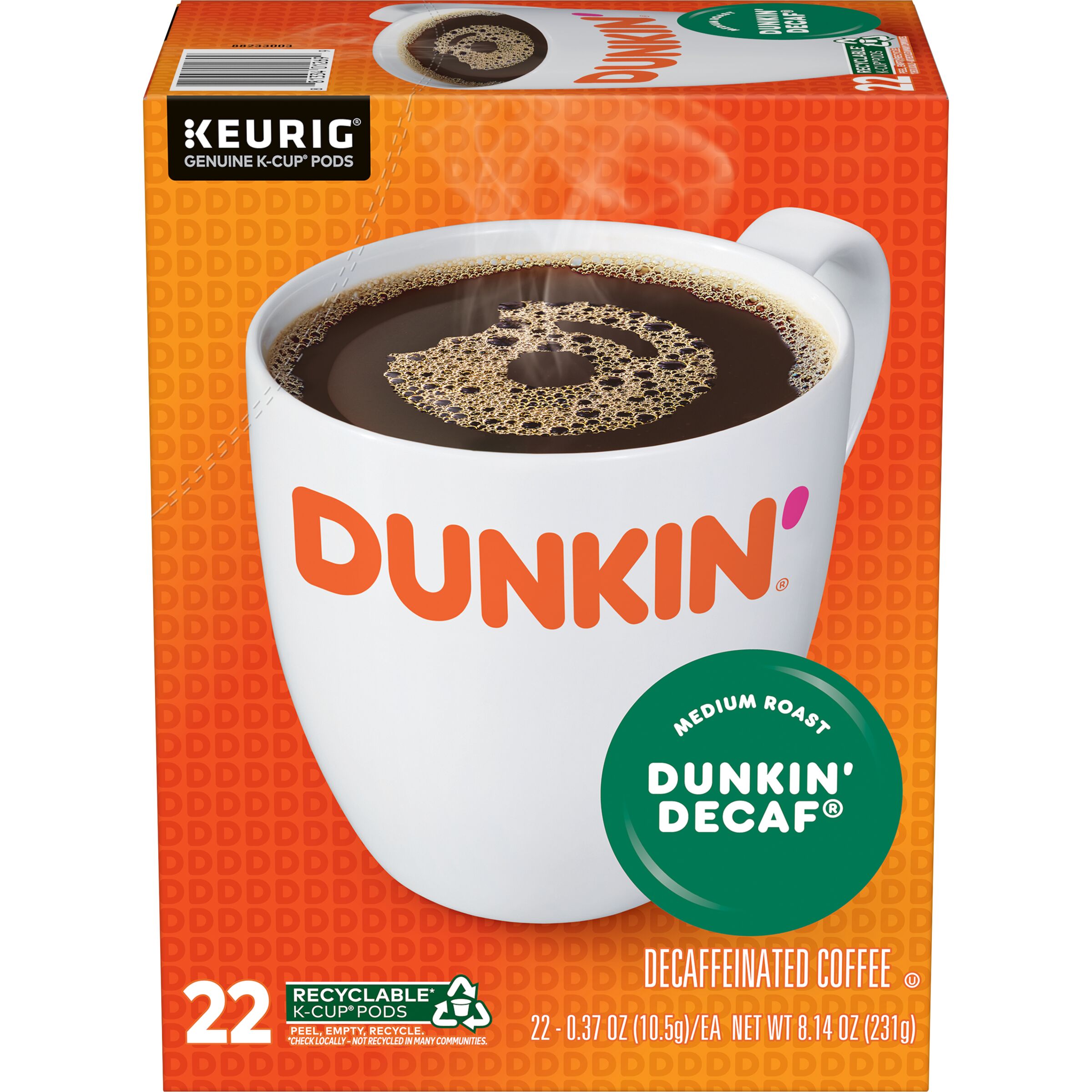 Dunkin' Decaf Medium Roast Coffee, K-Cup Pods