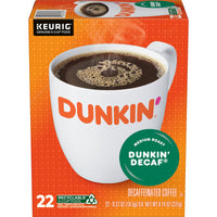 Dunkin' Decaf Medium Roast Coffee, K-Cup Pods, 22 count, Front