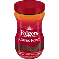 Folgers Classic Roast Instant Coffee Crystals, 12 oz, Front