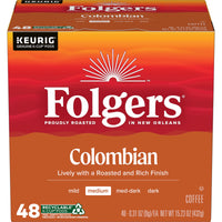 Folgers Colombian, Medium Roast Coffee, K-Cup Pods, 48 count, Front