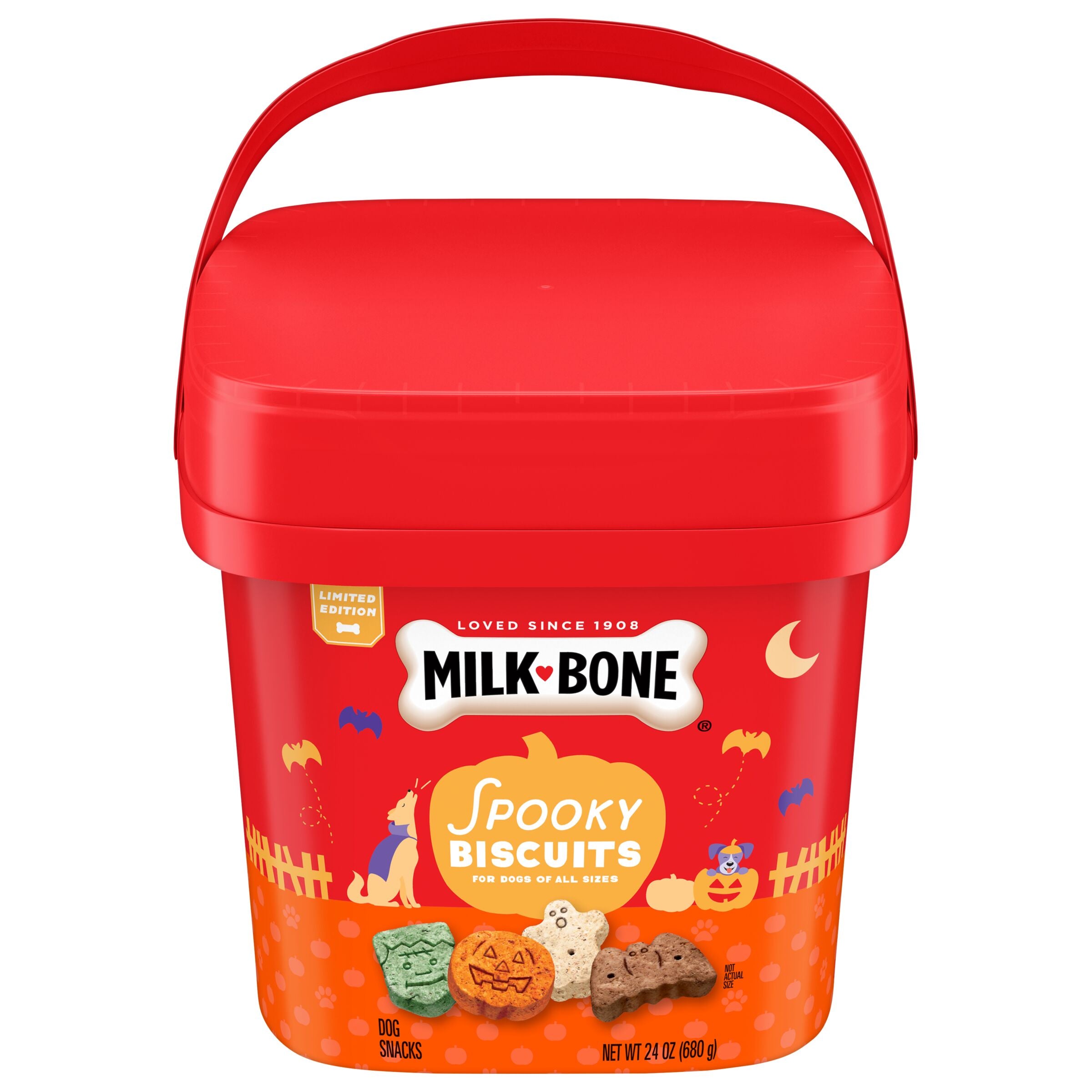 Milk-Bone Spooky Biscuits, Halloween Dog Treats, 24 oz, Front