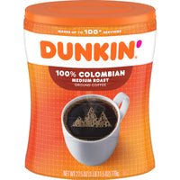 Dunkin' Colombian Medium Roast Ground Coffee, 27 oz, Back