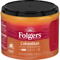 Folgers Colombian Medium Roast, Ground Coffee, 22 oz, Front