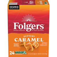 Folgers Buttery Caramel Flavored Coffee K-Cup Pods, 24 count, Front