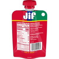 Jif Portable Squeeze Creamy Peanut Butter, Resealable Pouch, 5 oz, Back