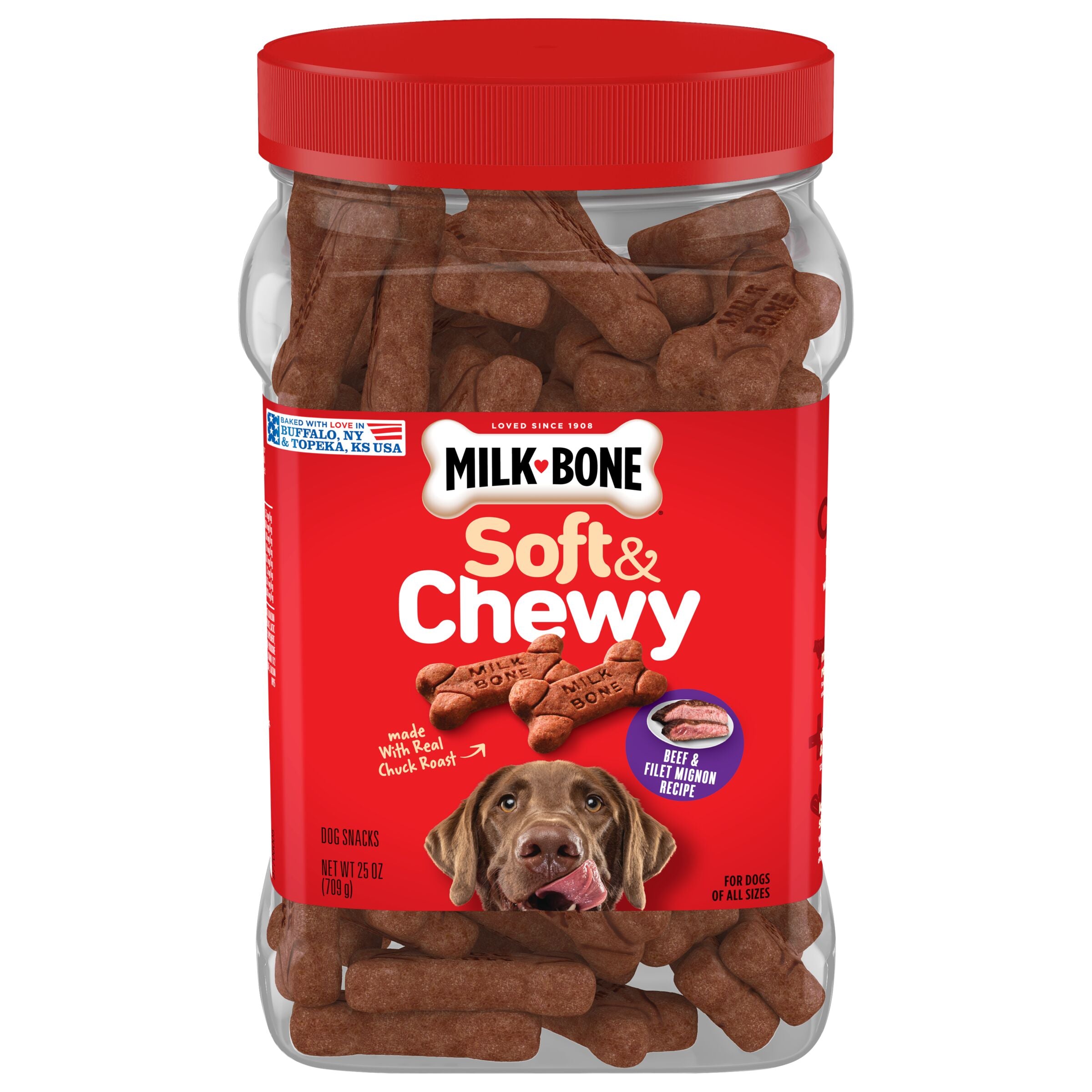 Milk-Bone Soft and Chewy Dog Treats, Beef and Filet Mignon Recipe With Chuck Roast, 25 oz