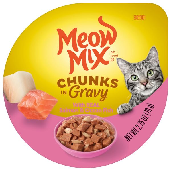 Meow Mix Chunks in Gravy Wet Cat Food With Real Salmon & Ocean Fish, 2.75 oz