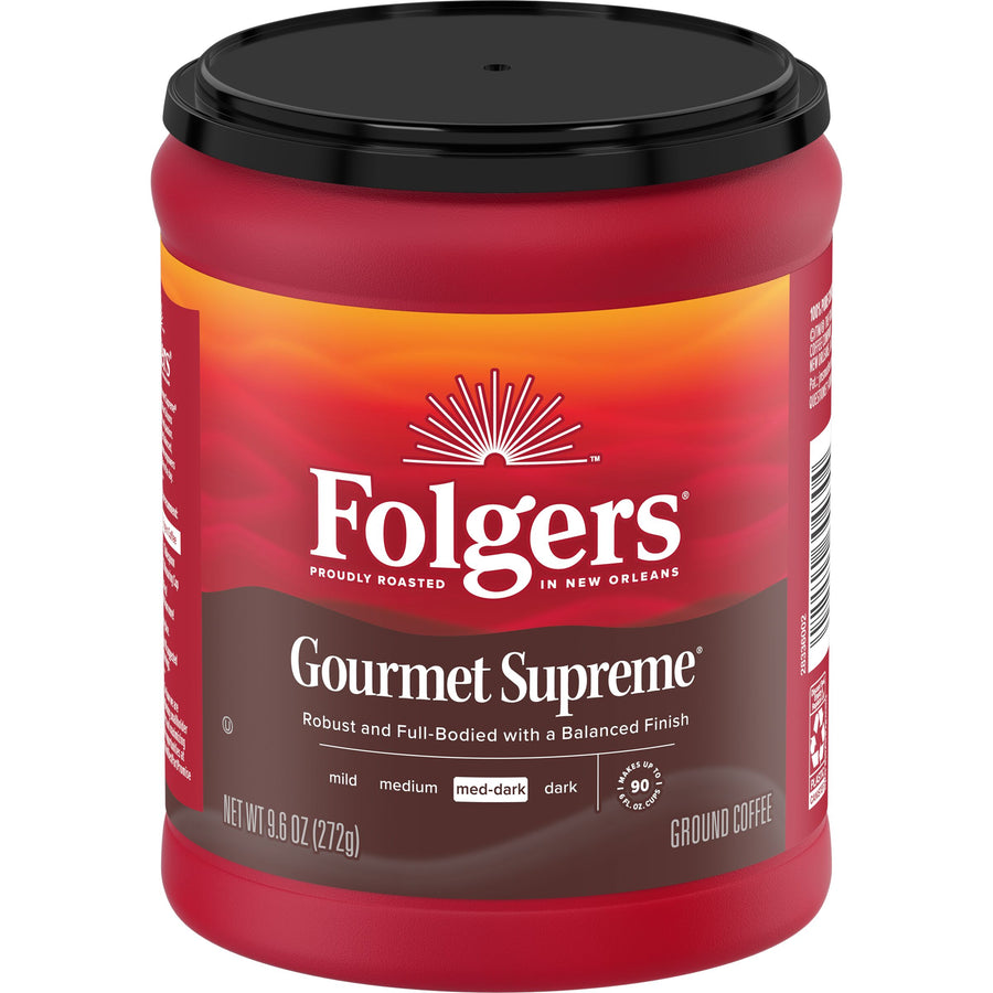 Folgers Gourmet Supreme, Dark Roast, Ground Coffee, 9 oz, Front