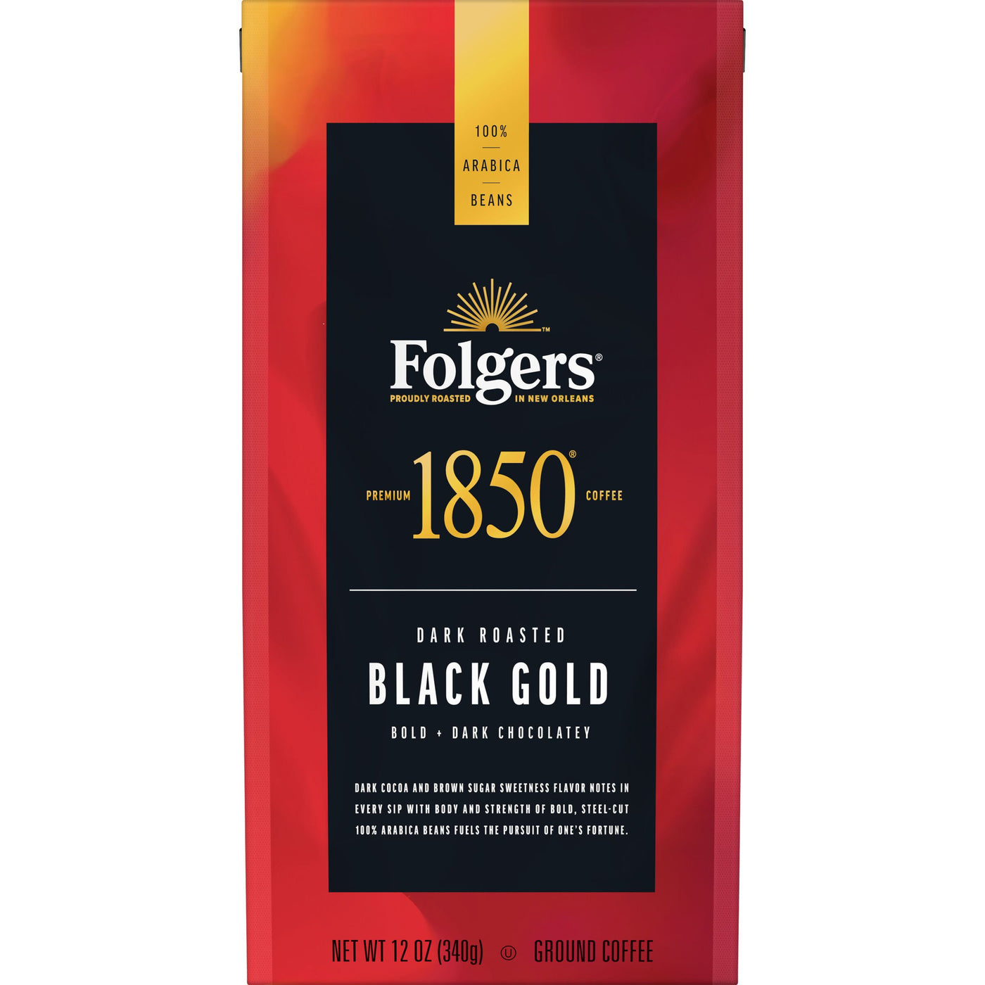 1850 Black Gold, Dark Roast, Ground Coffee Bag, 12 oz
