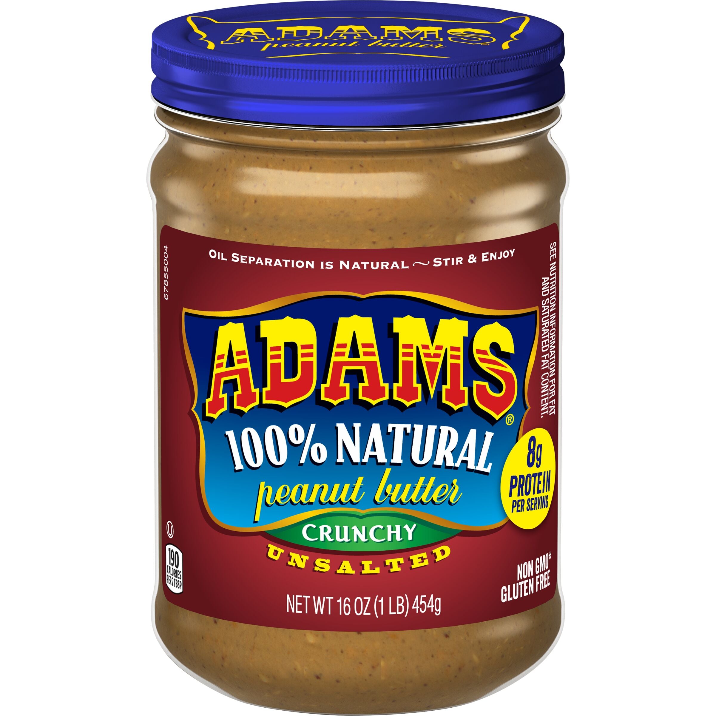 Adams Natural Unsalted Crunchy Peanut Butter, 16 oz