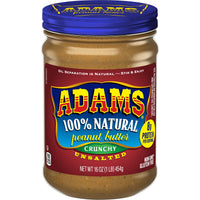 Adams Natural Unsalted Crunchy Peanut Butter, 16 oz, Front