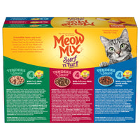 Meow Mix Surf 'N Turf Variety Pack Wet Cat Food, 12 Count, Back