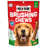 Milk-Bone Brushing Chews Daily Dental Dog Treats, Large, 6 Count, Front