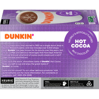 Dunkin' Milk Chocolate Hot Cocoa Flavored Mix, K-Cup Pods, 10 Count