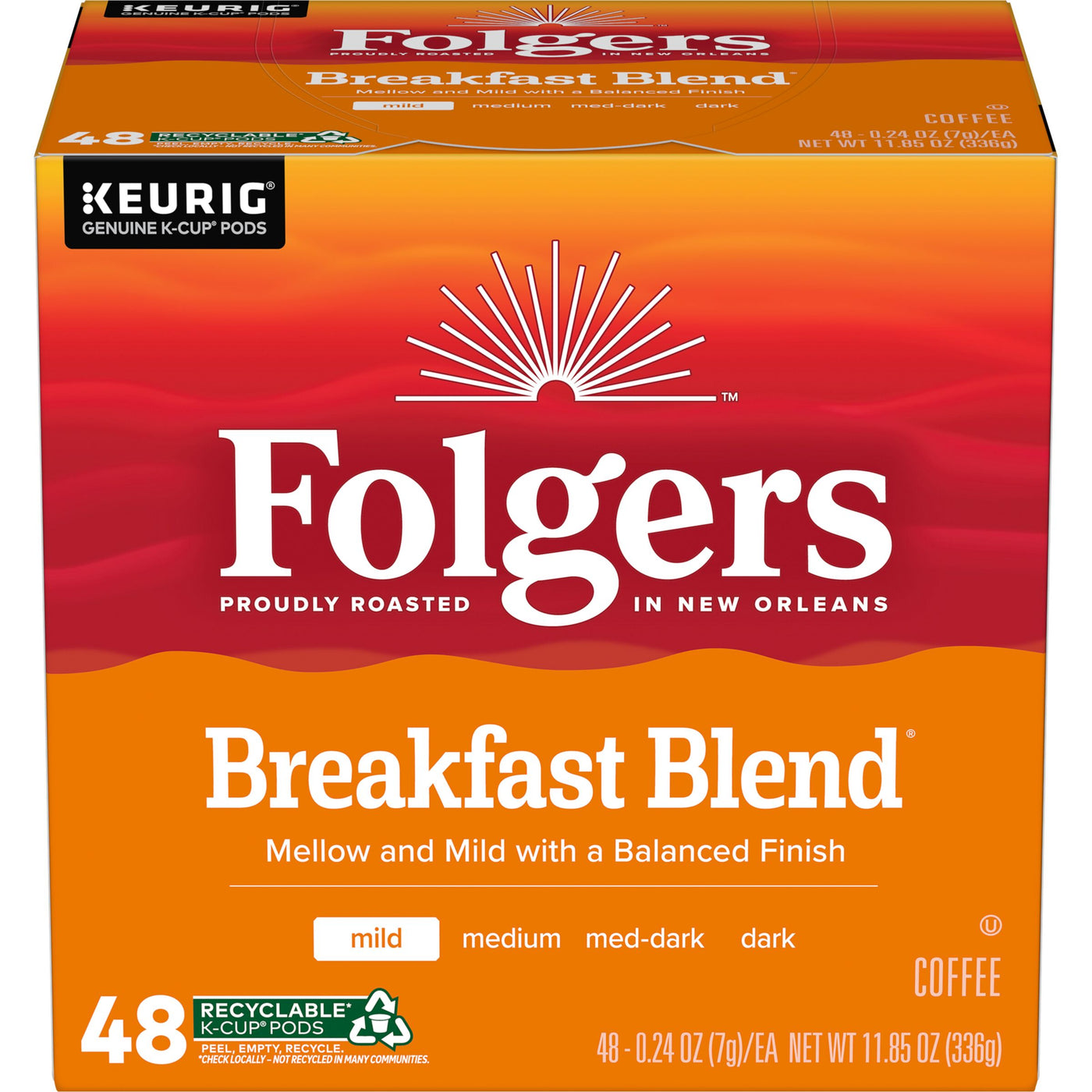 Folgers Breakfast Blend, Mild Roast Coffee, K-Cup Pods