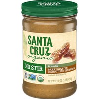 Santa Cruz Organic No Stir Crunchy Dark Roasted Peanut Butter, 16 oz, Front