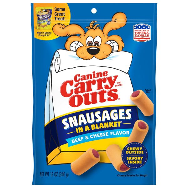 Canine Carry Outs Snausages in a Blanket Chewy Dog Treats, Beef & Cheese Flavor, 12 oz