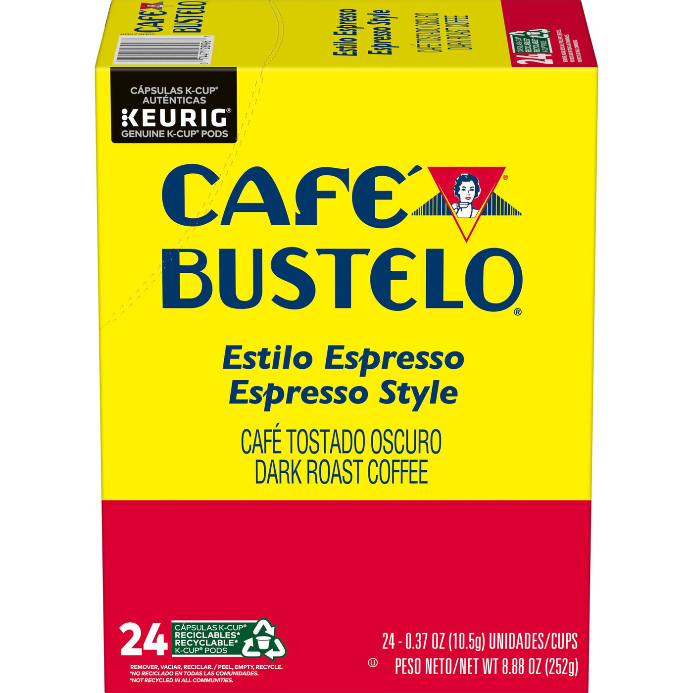Cafe Bustelo Espresso Style Dark Roast Coffee, K-Cup Pods