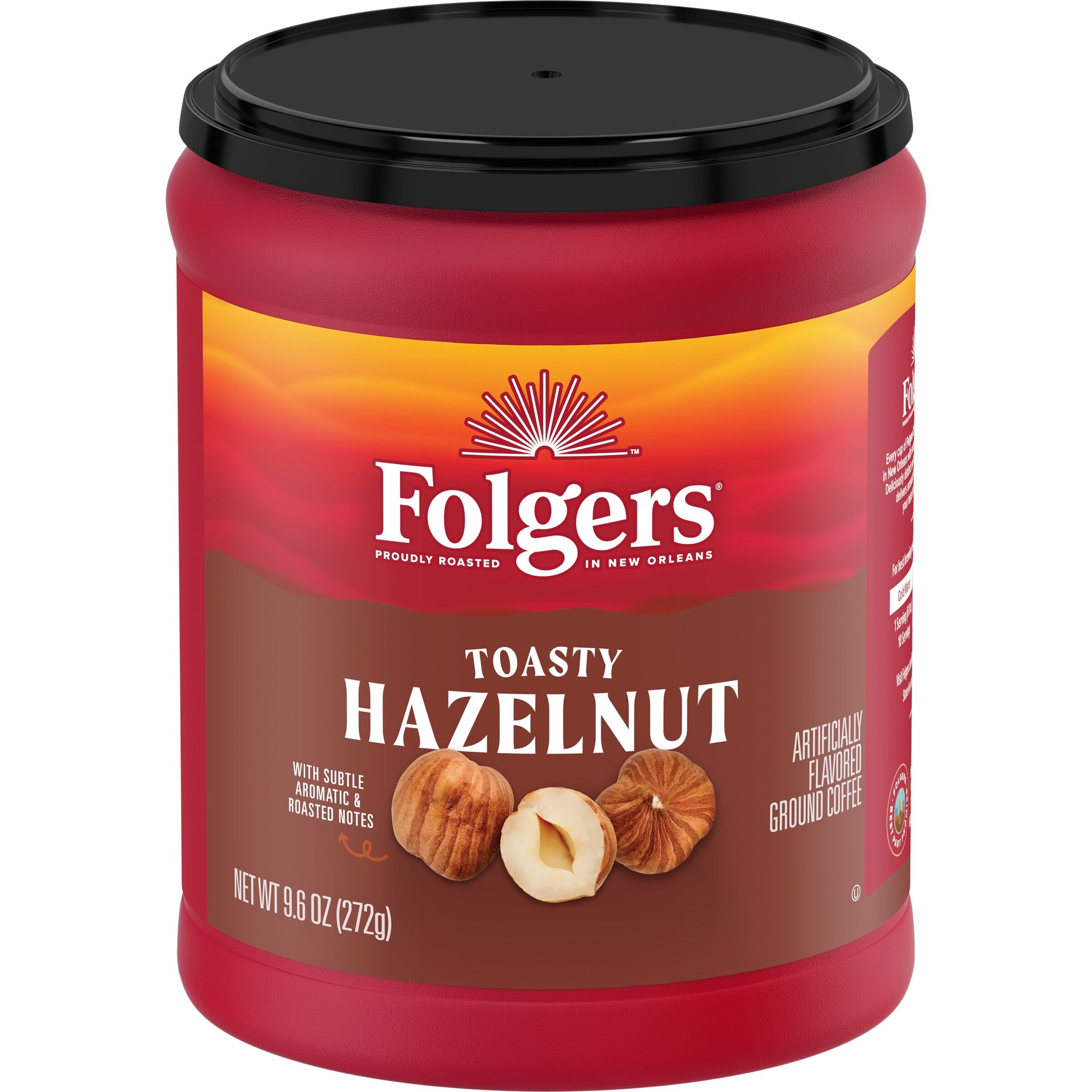 Folgers Toasty Hazelnut Flavored Ground Coffee, 9.6 oz