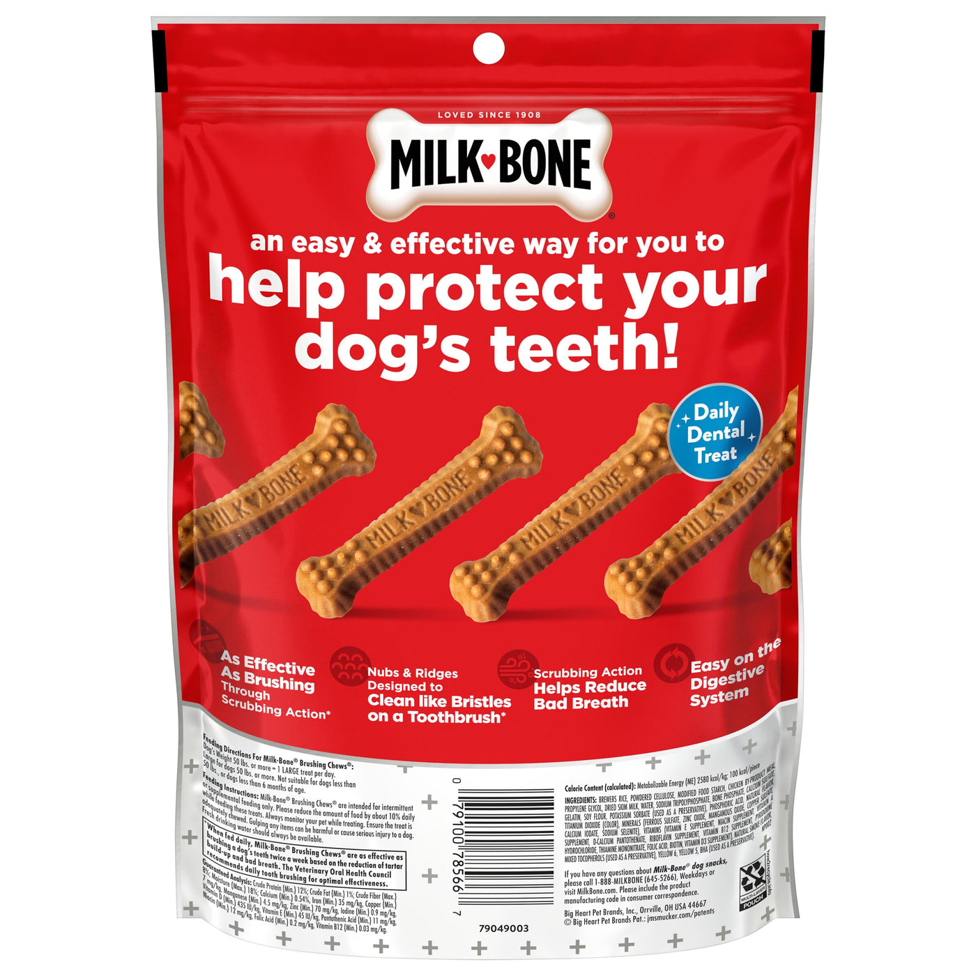 Milk-Bone Brushing Chews Daily Dental Dog Treats, Large, 6 Count